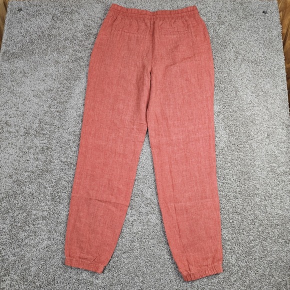 NWT Athleta Retreat 100% Linen Jogger Pants Womens 6 Tall Beachy Persimmon Coral - Picture 4 of 9